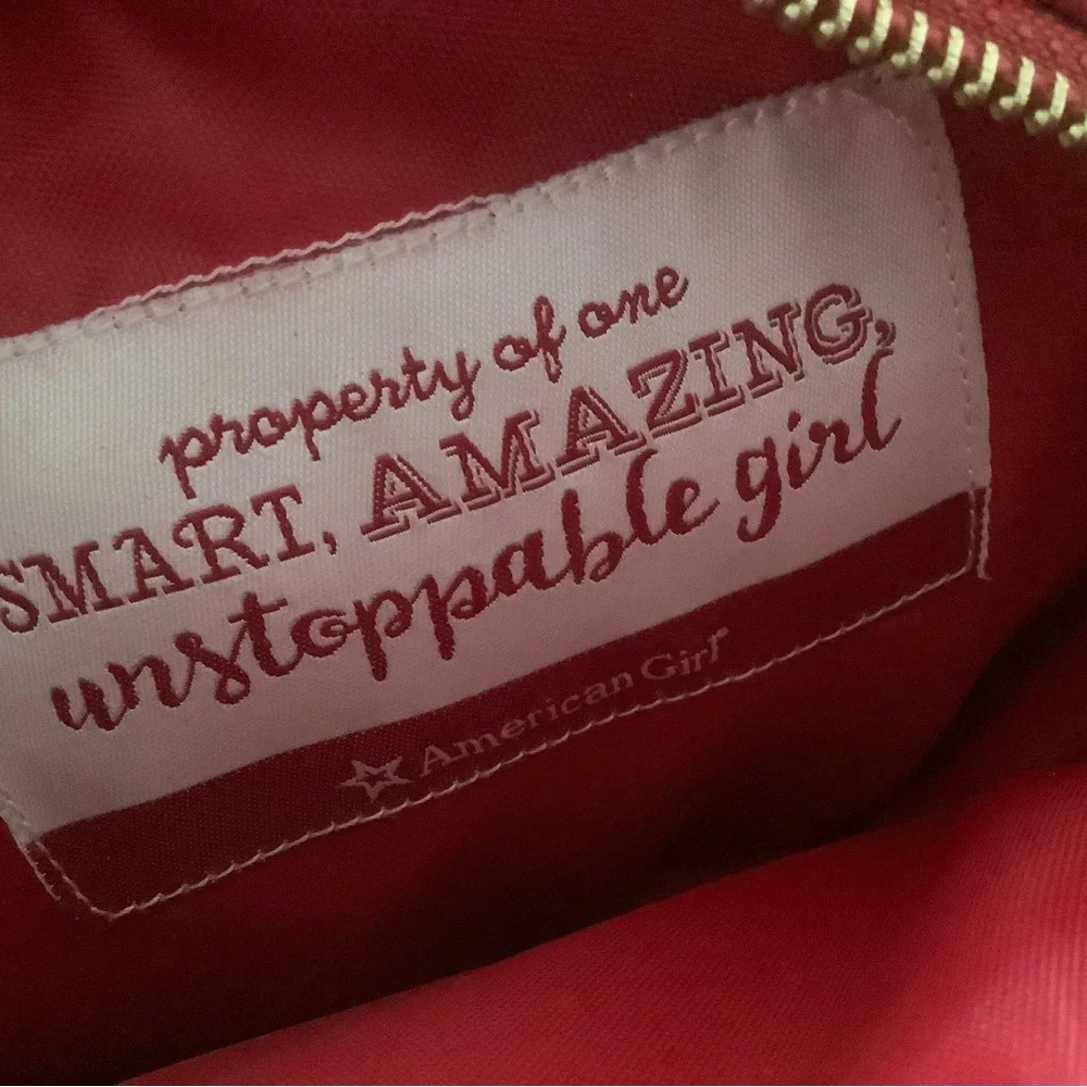 American girl red leather with sequin star crossbody bag purse zipper around